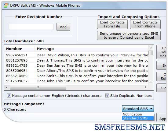 Screenshot of Download Bulk SMS