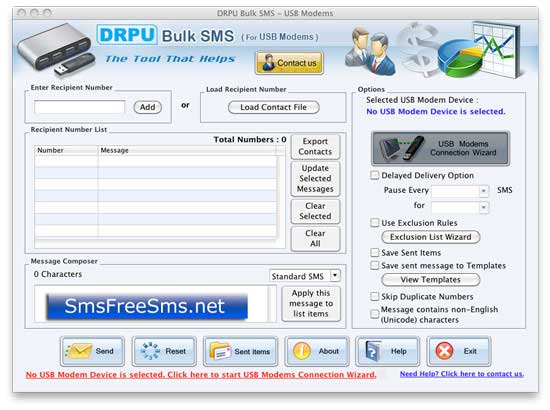 Screenshot of Free Modem Bulk SMS Mac