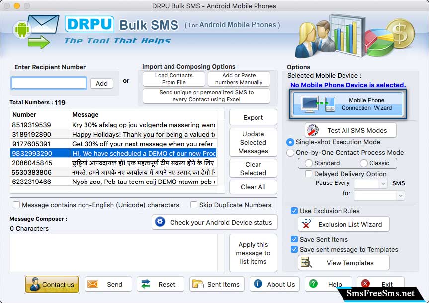 MAC Bulk SMS Software for Android Mobile Phones