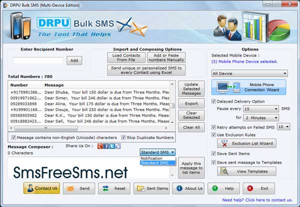 GSM Mobile Phone SMS Software screenshot