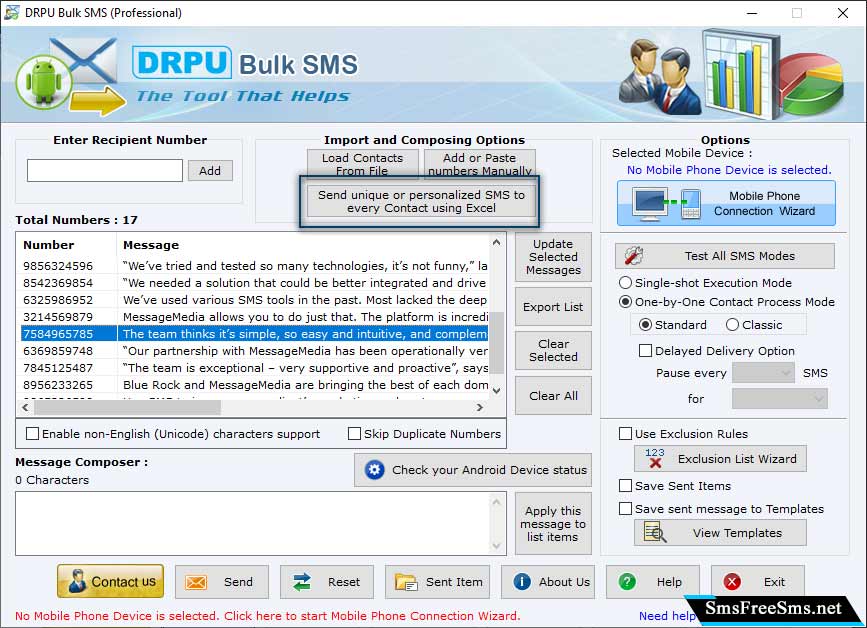 Send SMS to Every Contact using Excel