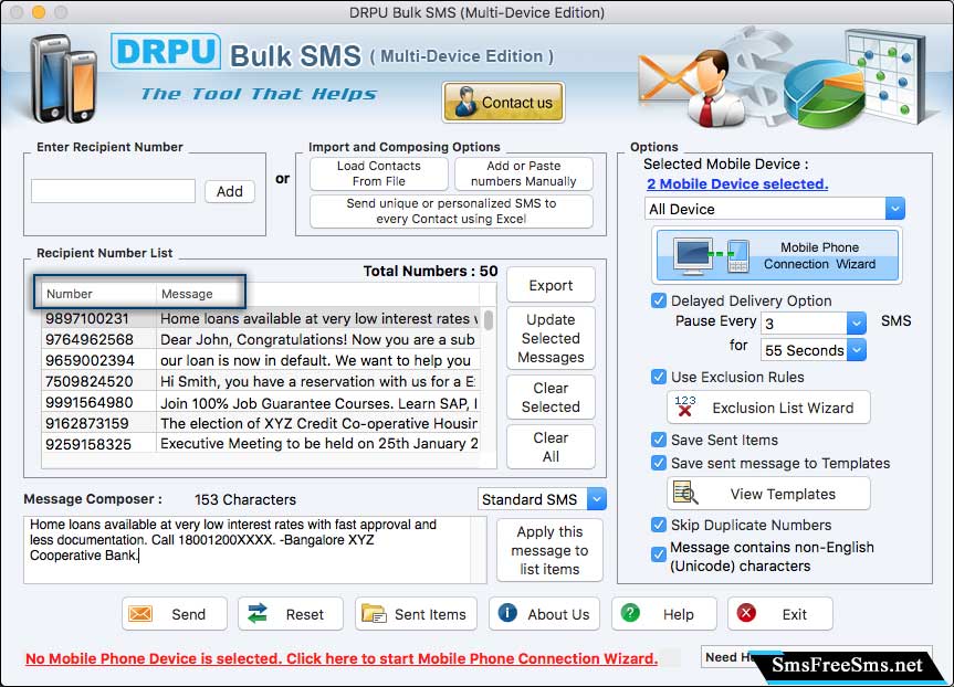 Mac Bulk SMS Software (Multi-Device Edition)