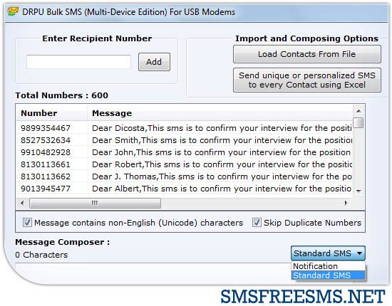 SMS software for USB modems