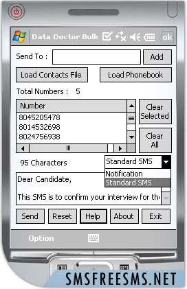 Pocket PC to mobile messaging program 