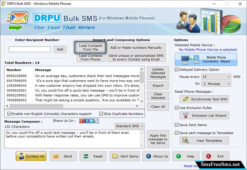 Windows Mobile Bulk SMS Software